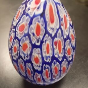 Artistic Red, White & Blue Glass Egg Paperweight
